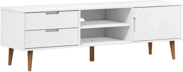 vidaXL TV-Schrank MOLDE aus Massivholz Kiefer in Weiß, B/T/H: 158 x 40 x 49 cm - Bild 1
