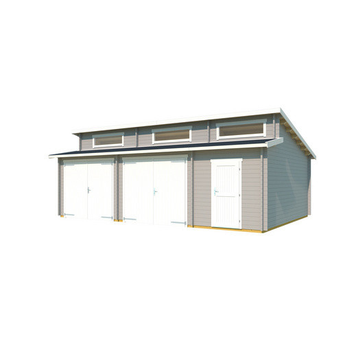 Blockgarage Lasita Maja Hawaii mit Holztoren in Grau, B/T: 820 x 579,6 cm - Bild 2