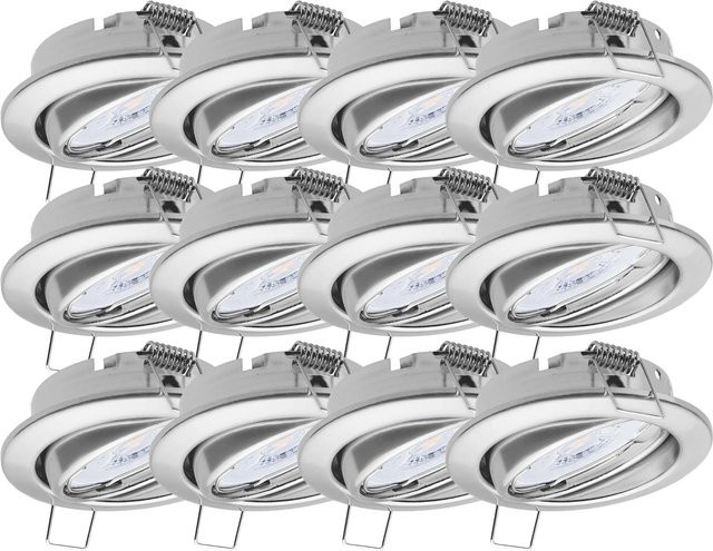 Oktaplex 12er Set Dijon Einbauspots mit LED Modul in Chrom, schwenkbar, Warmweiß, 1,9W, 345lm - Bild 1