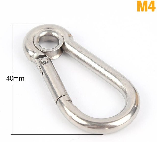 Crouching Tiger Karabinerhaken mit Öse aus Edelstahl in Weiß M4x40mm - Bild 1