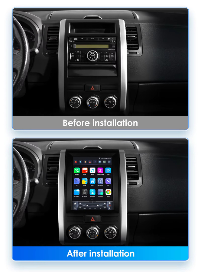 Hizpo Android Auto Multimedia Radio für Nissan X-Trail T31 MX6 2007-2015 mit 9,7 Zoll vertikalem Bildschirm, 4G und Carplay in Schwarz - Bild 2