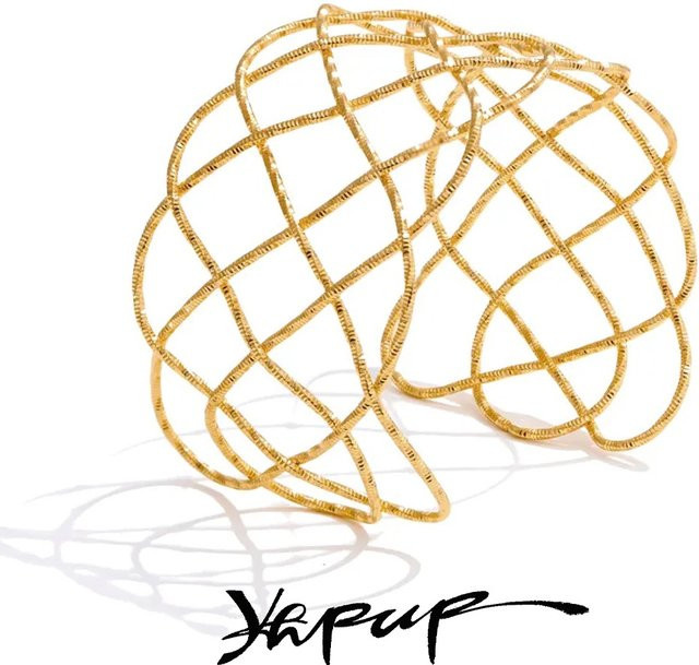 Yhpup Armband Armreif, Edelstahl, Goldfarbe, geflochten - Bild 1