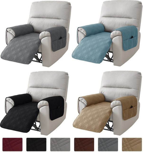 WANERQU Relaxsessel-Bezug für 1-Sitzer mit Tasche, gesteppter und schmutzabweisender Sofabezug in Schwarz - Bild 1