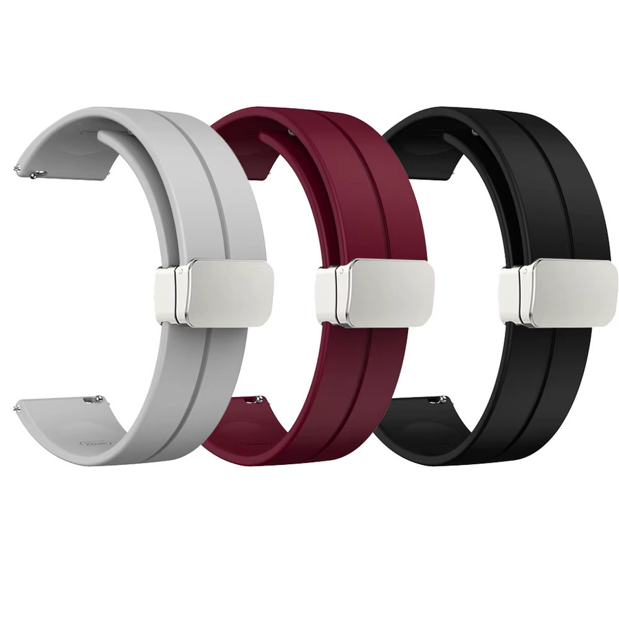 Amazfit Uhrenarmband Silikon, Magnetverschluss, 22 mm, Schwarz - Bild 2