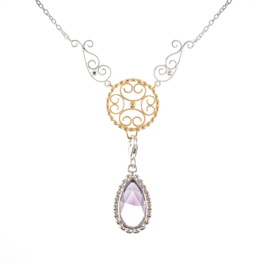 Collier Signature, 925 Silber, teilvergoldet, wechselbarer Stein, flieder, Damen - Bild 1