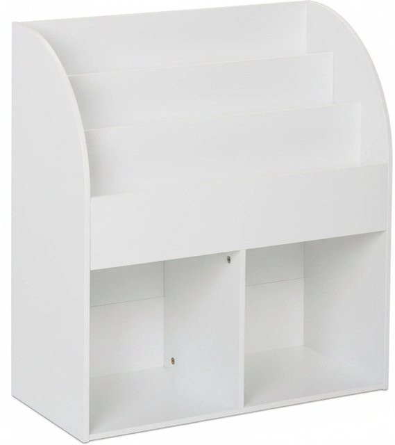 Relaxdays Kinderbücherregal Weiß aus Faserplatte mit Wandbefestigung B: 72 cm, H: 78,5 cm, T: 33,5 cm - Bild 1