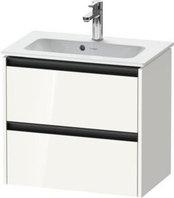 Duravit Waschtischunterschrank Ketho.2 Compact in Weiß Hochglanz mit 2 Schubladen, wandhängend, B: 61 cm, T: 39 cm, H: 54,9 cm - Bild 1