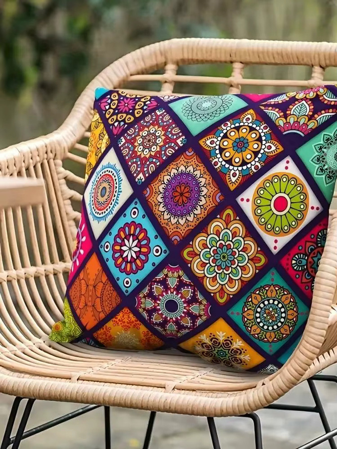 VIKAMA Bohemian Mandala Kissenbezug in Multicolour für Sofa und Schlafzimmer, B/T/H: 45 x 45 x 45 cm - Bild 4