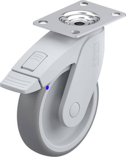 Blickle Kunststoff-Lenkrolle LKFGX-TPA 126G-FI-PX27 in Grau/Silber mit 125 mm Rad-Durchmesser und 110 kg Tragfähigkeit - Bild 1