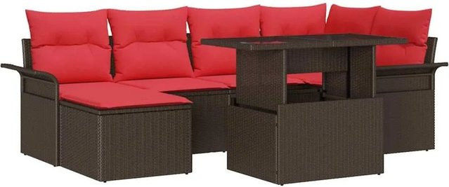vidaXL Gartensofa-Set aus Poly-Rattan in Braun mit 7-teiligem Polster-Set und integriertem Stauraum für Garten und Terrasse - Bild 1
