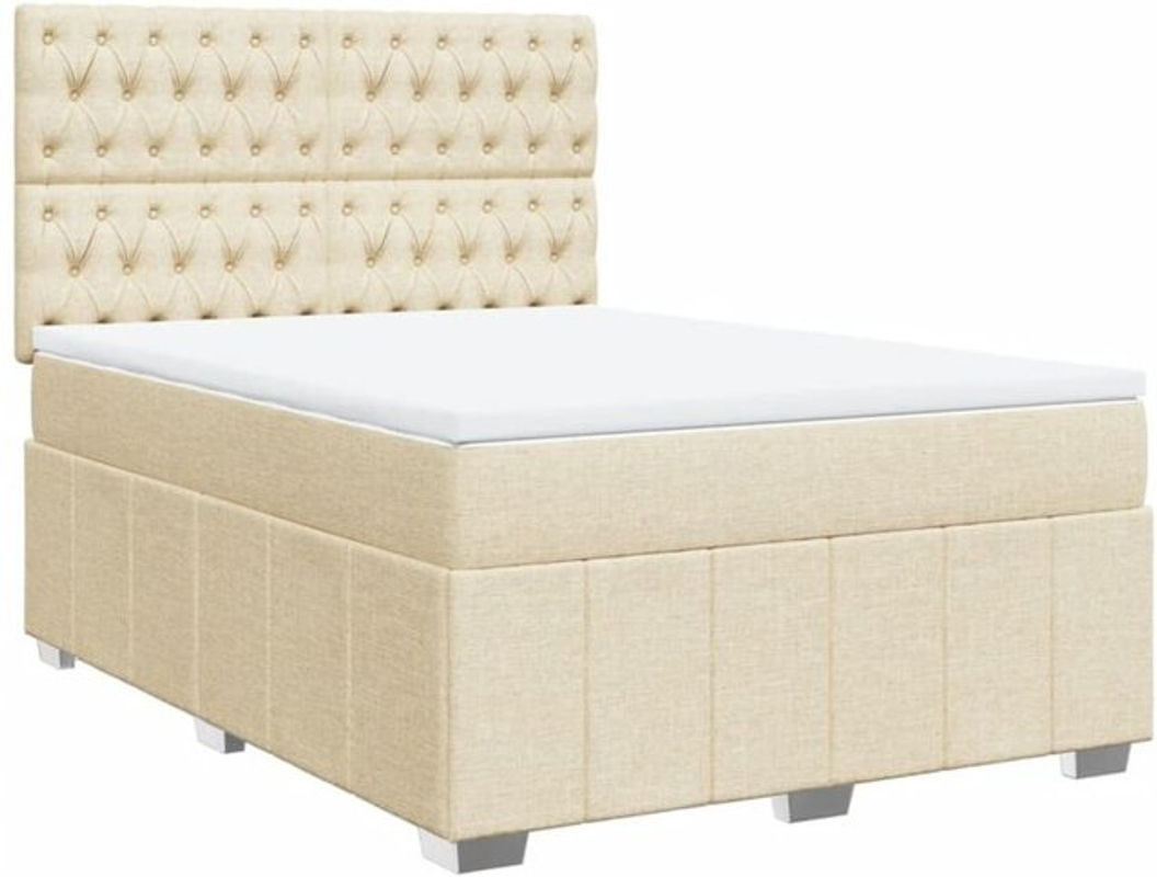 vidaxl Boxspringbett mit Matratze in Beige aus Stoff, B/T/H: 140 x 190 cm - Bild 1