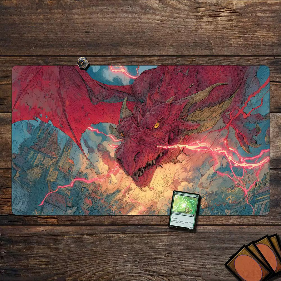 Potdemiel Fantasy Red Giant Dragon Magic: The Gathering Spielmatte, rutschfest, genähte Kante - Bild 2