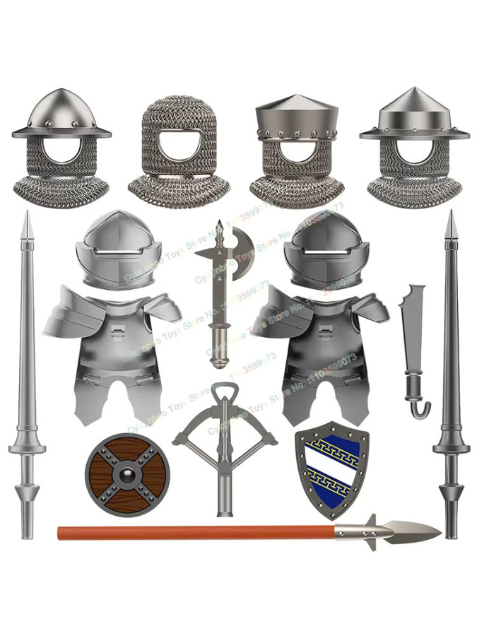 Cyicjinbao Ritter Bausteine Zubehör mit schwerer Rüstung in Silber und Grau für Kinder - Bild 4