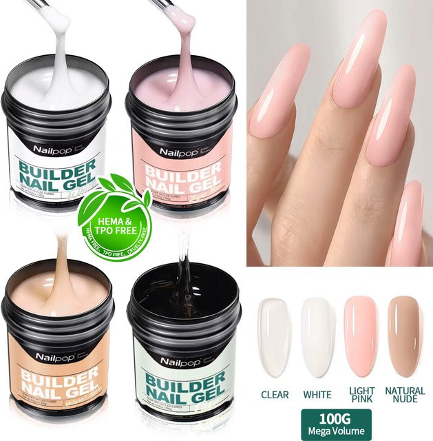 Nailpop Builder Nagelgel, Milchig, Glänzend, 100g - Bild 1
