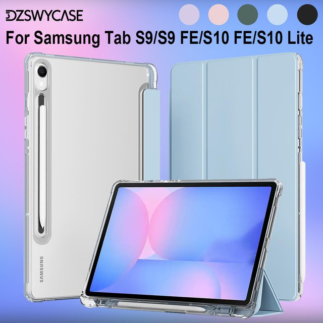 DZSWYCASE Schutzhülle für Samsung Galaxy Tab S9 11 Zoll, S9 FE, S10 FE und S10 Lite 10,9 Zoll mit Stifthalter und Trifold-Standfunktion, Farbe: Schwarz - Bild 1