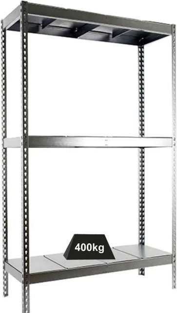 PROREGAL Schwerlastregal Mid Metal Yeti aus Metall in Silber, H x B x T: 150 x 150 x 75 cm, Fachlast 400 kg, verstellbare Regalböden - Bild 1