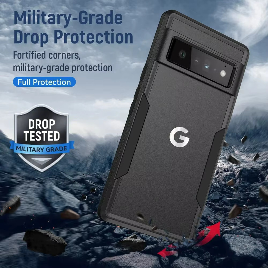 Google Heavy Armor Wireless Charge stoßfeste Hülle mit Box für Google Pixel 10, 9 Pro XL, 8, 7, 6 A Pro in Schwarz oder Rot - Bild 2