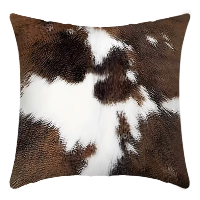 VIKAMA Kissenbezug aus Kunstfell mit Rindsleder-Textur und Tierdruck in Multicolour, B/T/H: 40 x 40 x 40 cm - Bild 4