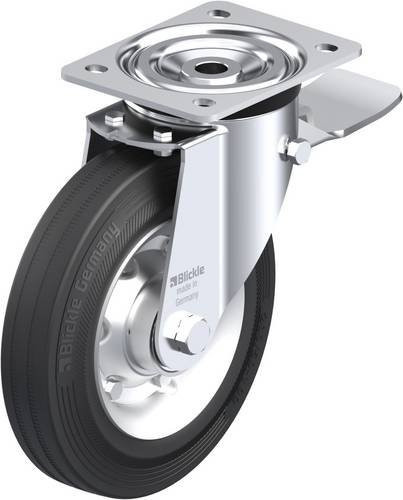 Blickle Lenkrolle L-V 200K-ST mit Feststeller in Schwarz und Silber, Rad-Durchmesser: 20 cm, Tragfähigkeit: 205 kg - Bild 1