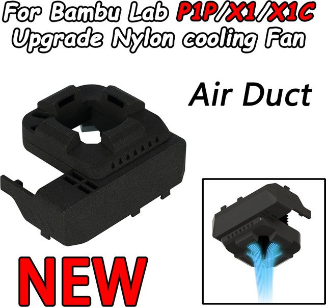 Bambu Lab Lüfterkanal-Upgrade für P1P P1S X1C X1E Hotend 3D-Drucker, Schwarz - Bild 1