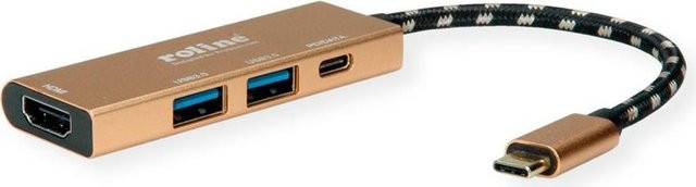 Roline Notebook-Dockingstation und Portreplikator USB 3.2 Gen 2 Type-C mit HDMI und 4K UHD in Gold - Bild 1