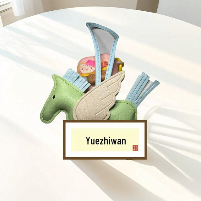 Pegasus Anhänger Schlüsselanhänger, Einhorn, Leder, beige, Unisex - Bild 1