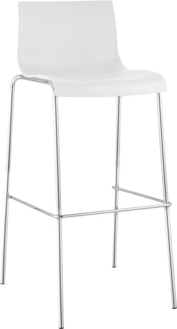 CLP Barhocker Hover mit 4-Fuß-Gestell aus Kunststoff und Metall in Weiß/Chrom - Bild 1