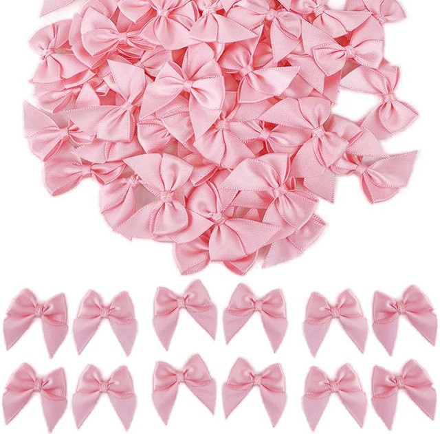 Rosa Mini-Schleifen aus Satin für Bastelarbeiten und Dekorationen - Bild 1