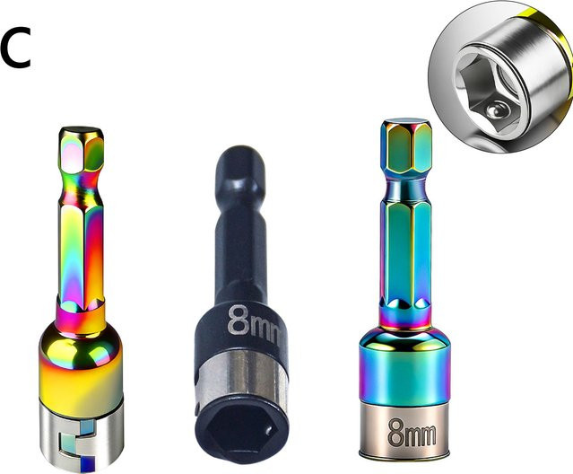 DAZZLEEX 2/3-teiliger 8mm Sechskant-Steckschlüsselsatz mit Steckschlüsseladapter und Stahlkugel in Multicolor - Bild 1