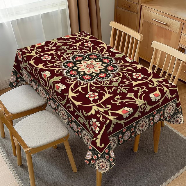 JMG Household Supplies Tischdecke im persischen Stil mit ethnischem geometrischem Muster, rechteckig, rot, B/L: 100 x 160 cm - Bild 1