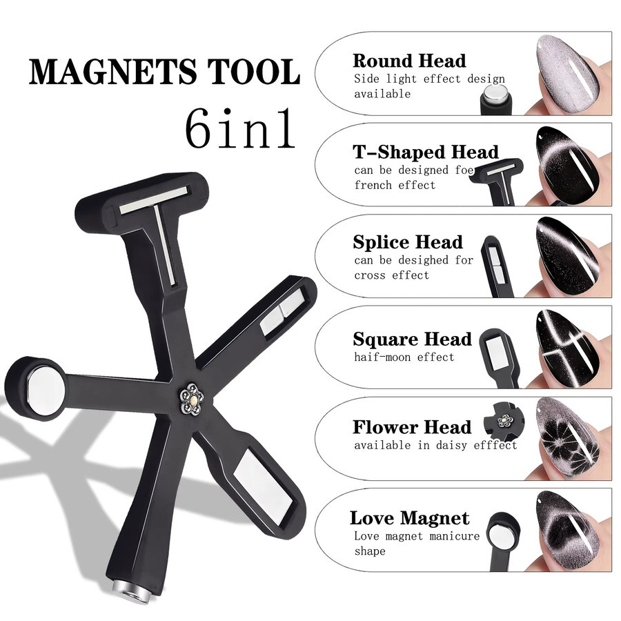 LULAA 6in1 Magnetisches Nail Art Tool für Cat Eye Gel, Black - Bild 2