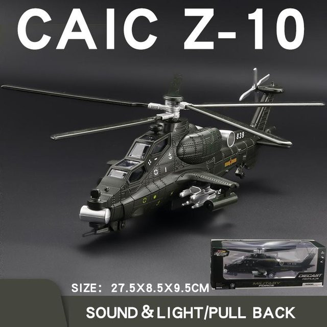 Linyi toy car Wz-10 Hubschrauber, Metall, 1:72, mit Licht und Geräusch - Bild 1