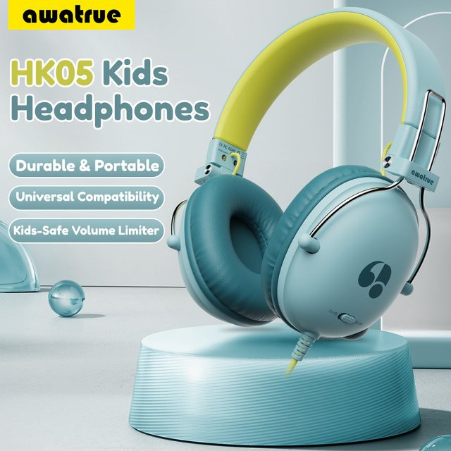 AWATRUE Kinder-Kopfhörer HK05 On-Ear Headset mit sicherer Lautstärkeregelung und 3,5-mm-Klinkenanschluss in Grün - Bild 1