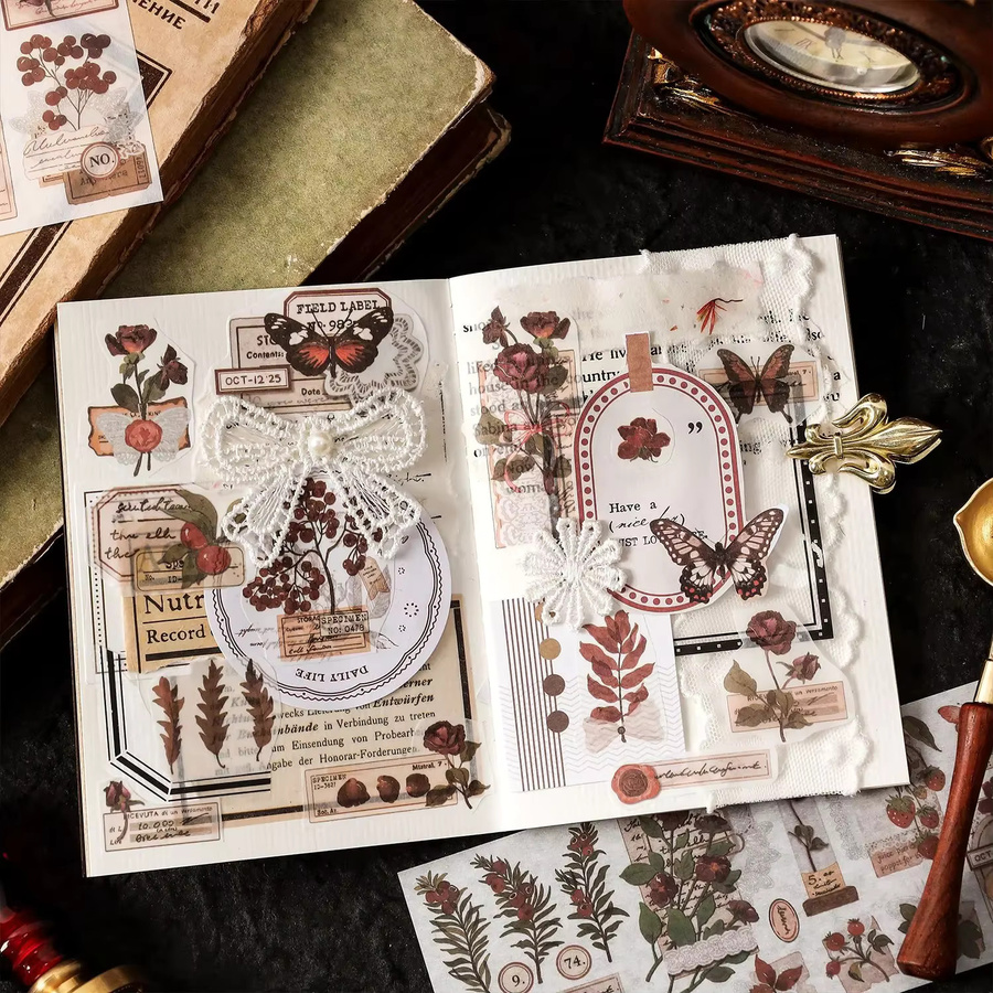 Journamm 6er Pack Vintage Pflanzenaufkleber für Scrapbooking und Junk Journal in Multicolour - Bild 2