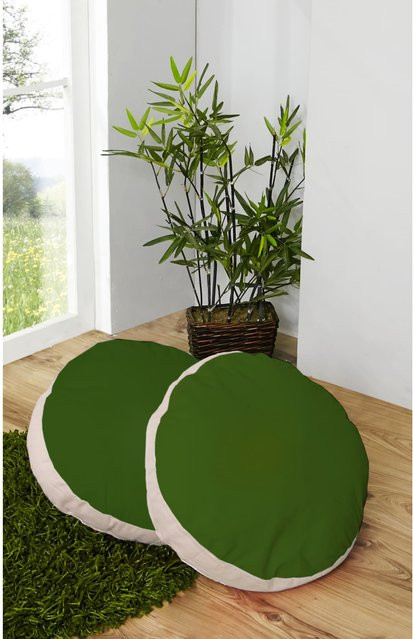 TiCAA 2-teiliges rundes Kissen-Set für Kinderzimmer aus Baumwolle, Grün, Durchmesser: 40 cm - Bild 1