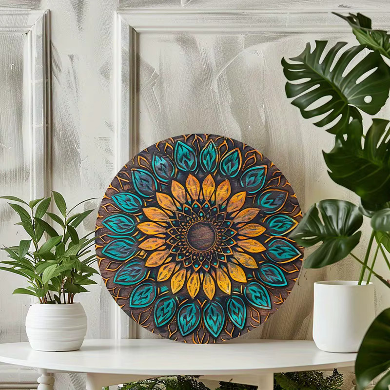 Potdemiel Vintage Mandala Wanddeko aus Metall, rund, Multicolour, B/B: 20,3 x 20,3 cm - Bild 2