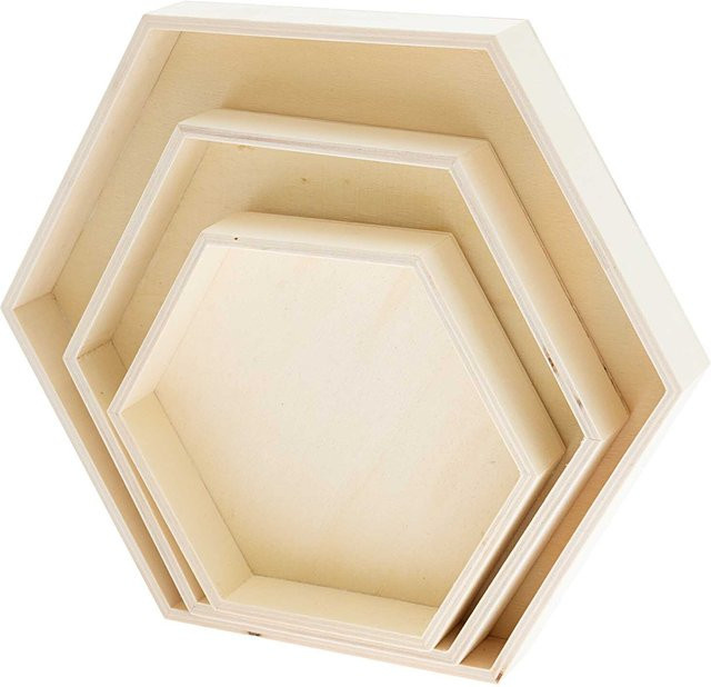 Rico Design Holztablett sechseckig aus Kiefernholz in Natural - Bild 1