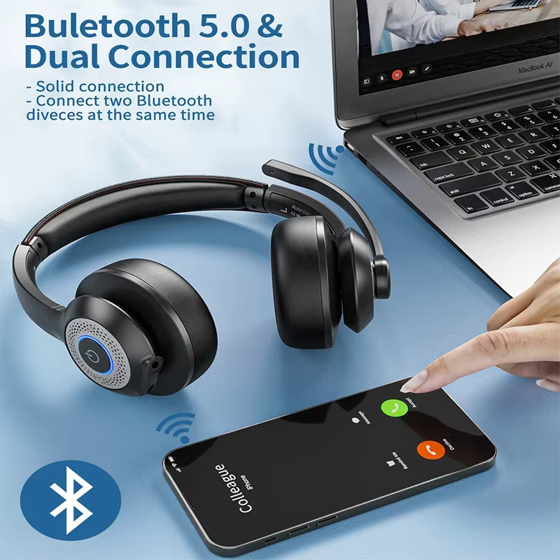 JIAMQISHI EH02U Wireless Bluetooth Headset mit ANC und USB-Dongle in Schwarz - Bild 5
