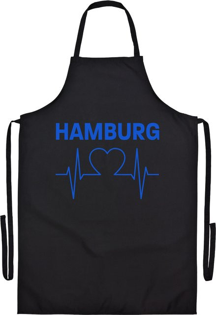 Grillschürze Hamburg Herzschlag von multifanshop in Blau - Bild 1
