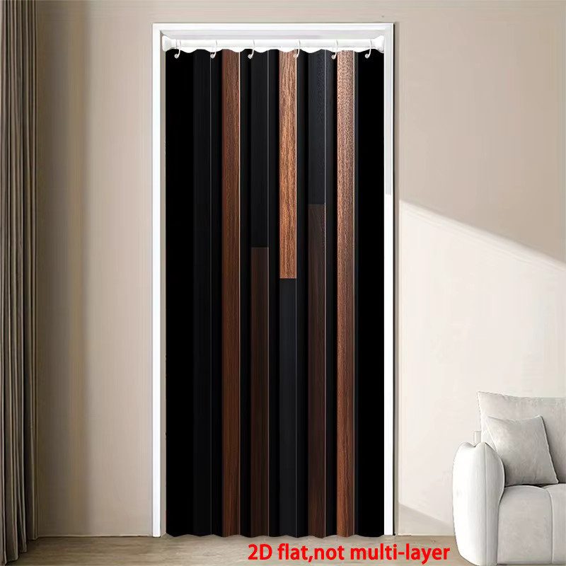 VIKAMA Vintage Vorhang im Wabi-Sabi-Stil mit vertikalen Streifen in Schwarz-Braun, blickdicht, halblang - Bild 3