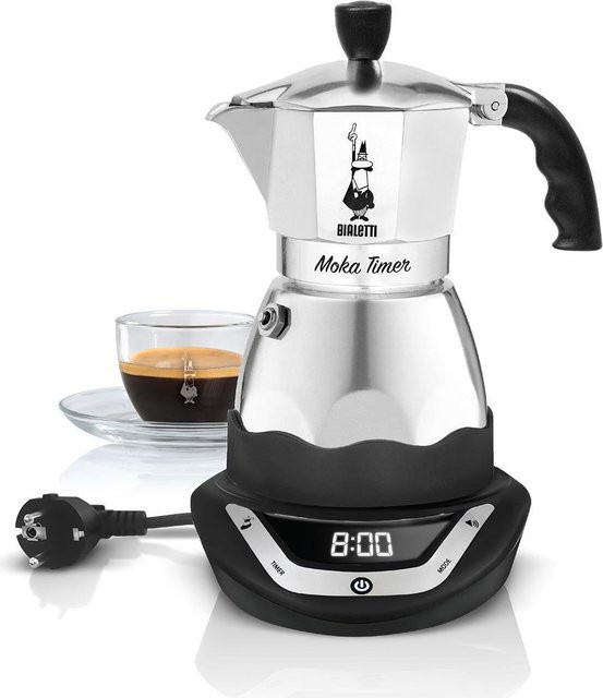 Bialetti Moka Timer Elektrische Mokka Kanne in Schwarz und Silber (6092) - Bild 1