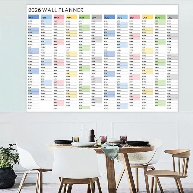 2026 Neujahrs-Wandkalender als kreatives Kalenderplakat mit Aufklebern, 365-Tage-Poster und Arbeitsplaner in Weiß - Bild 1