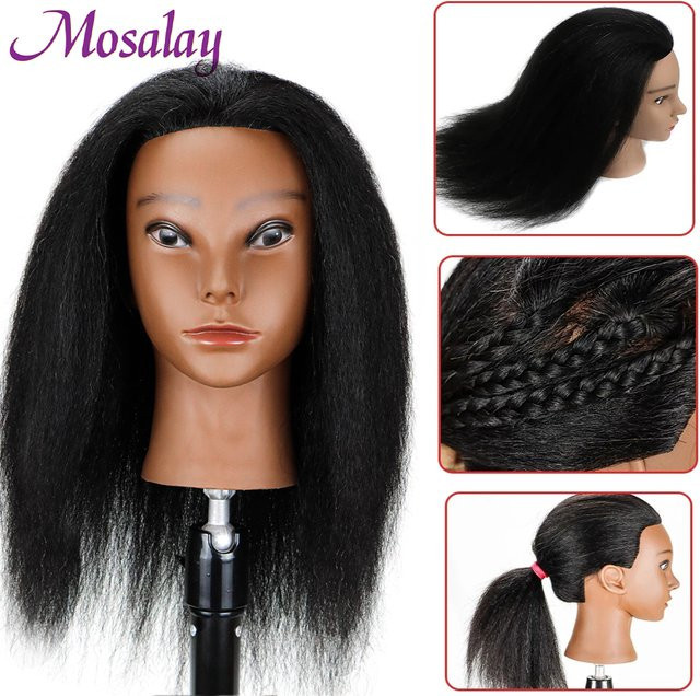 Afro Traininghead Mannequin Kopf mit Echthaar, Friseur Ausbildung Dummy - Bild 1