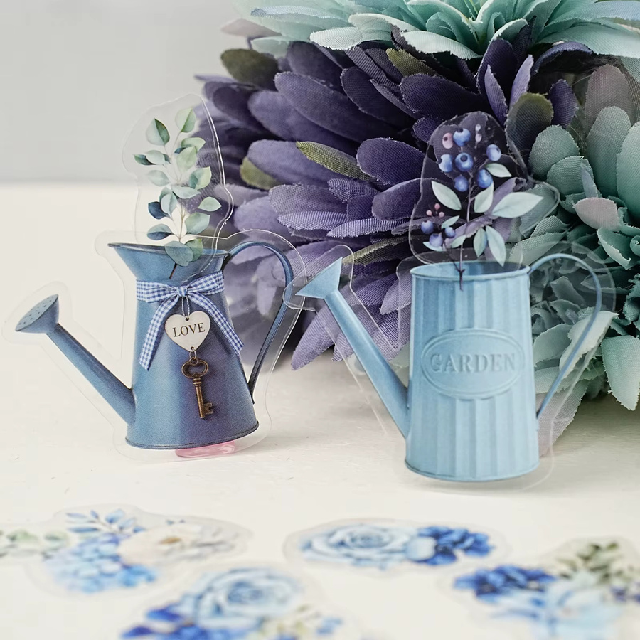 Etori Life Aufkleber-Set mit blauen Gießkannen und Hortensien, 20 Stück Dekorationsmaterial für Scrapbooking und Laptop - Bild 2