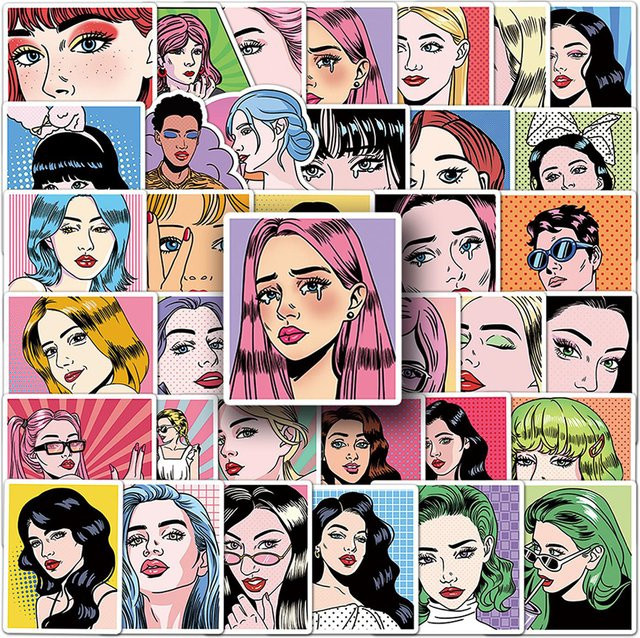 Charile Vintage Pop-Style Kunst Mädchen Cartoon Aufkleber, 10-teiliges Set - Bild 1