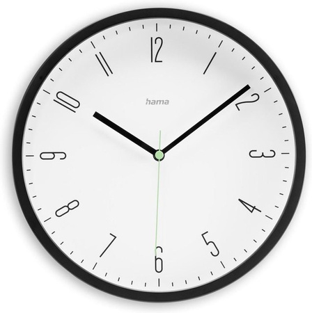 Hama Wanduhr Capri analog Quarz modern rund Schwarz Ø 25 cm