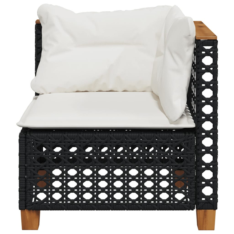 vidaXL Garten-Ecksofa aus Polyrattan mit Kissen in Schwarz und Cremeweiß - Bild 3