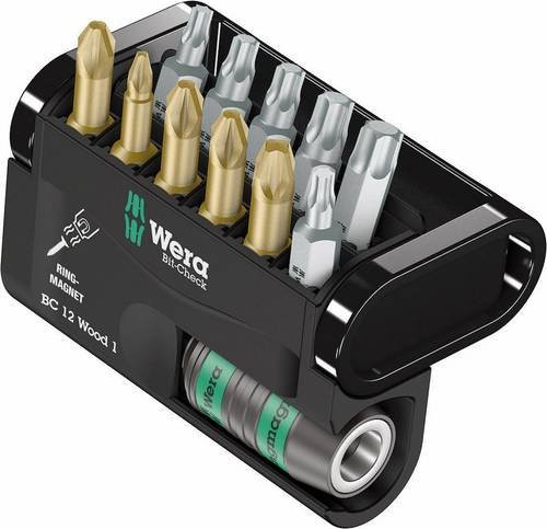 Wera Bit-Check 12 Wood Bit-Set, 12-teilig, Multicolor, mit Kreuzschlitz Phillips, Pozidriv und Torx - Bild 1