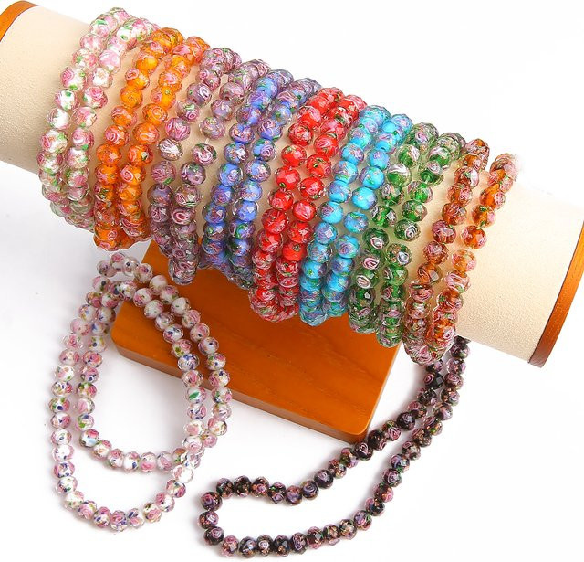 Beadia Perlen, Lampwork Abacus, Glas, bunt, facettiert, 8/10/12 mm - Bild 1