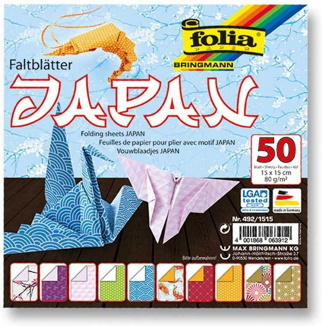 folia Faltblätter Japan multicolor, 50 Stück, 15 x 15 cm - Bild 1